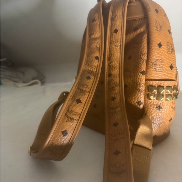 MCM Tan Backpack with Gold Details main image 4